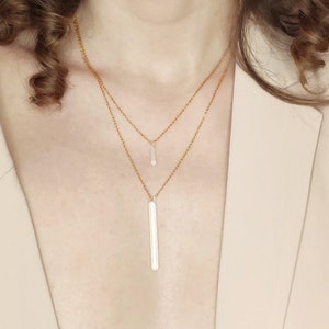 Unique minimal glass necklace, simple necklace, borosilicate glass, line necklace, wedding necklace, minimal pendant, art deco necklace image 1