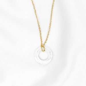 Little circle glass necklace, hoop pendant, borosilicate glass, tiny elegant necklace, minimalist, paris chic, lampwork pednant, clear glass image 2