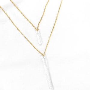 Unique minimal glass necklace, simple necklace, borosilicate glass, line necklace, wedding necklace, minimal pendant, art deco necklace image 4