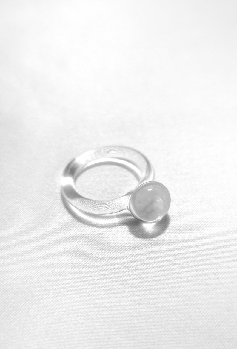 Glass ball ring, ball ring, large and impressive ring, glass ball ring, lampwork ring, borosilicate glass, minimalistic and simple, elegant image 6