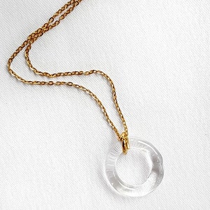 Little circle glass necklace, hoop pendant, borosilicate glass, tiny elegant necklace, minimalist, paris chic, lampwork pednant, clear glass image 8