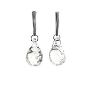Handcrafted Glass Clear Drop Earrings, Mermaid Earrings, Boho Chic, lampwork, Borosilicate Glass Earrings, Bridal Earrings, Aestetic jewels image 4