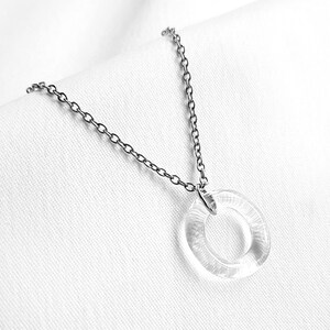 Little circle glass necklace, hoop pendant, borosilicate glass, tiny elegant necklace, minimalist, paris chic, lampwork pednant, clear glass image 9