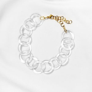 Minimalist glass bracelet, lampwork bracelet, borosilicate glass, link bracelet, chain bracelet, unique woman, steam punk, geometric, rock image 5