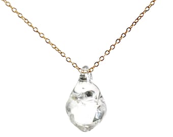Borosilicate Glass Teardrop Pendant Necklace, Surgical Steel Chain