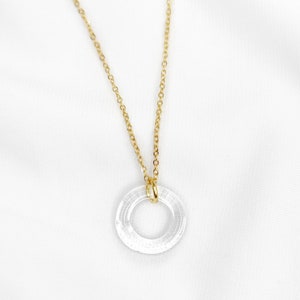 Little circle glass necklace, hoop pendant, borosilicate glass, tiny elegant necklace, minimalist, paris chic, lampwork pednant, clear glass image 4