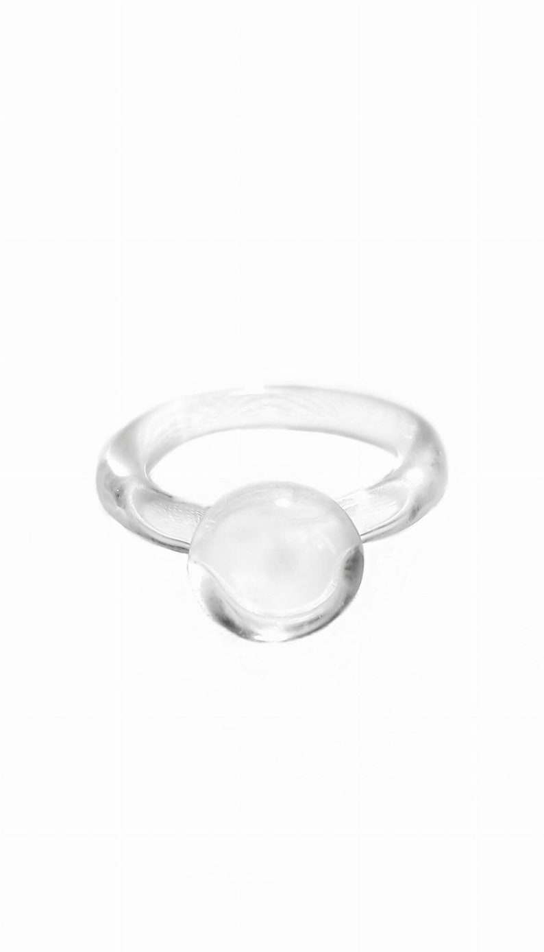 Glass ball ring, ball ring, large and impressive ring, glass ball ring, lampwork ring, borosilicate glass, minimalistic and simple, elegant image 1
