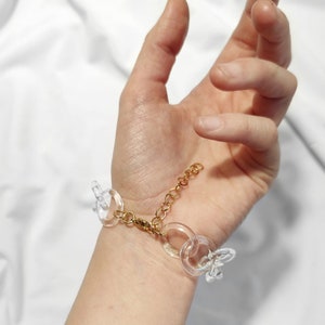 Minimalist glass bracelet, lampwork bracelet, borosilicate glass, link bracelet, chain bracelet, unique woman, steam punk, geometric, rock image 4