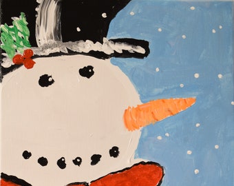 Snowman painting | Etsy