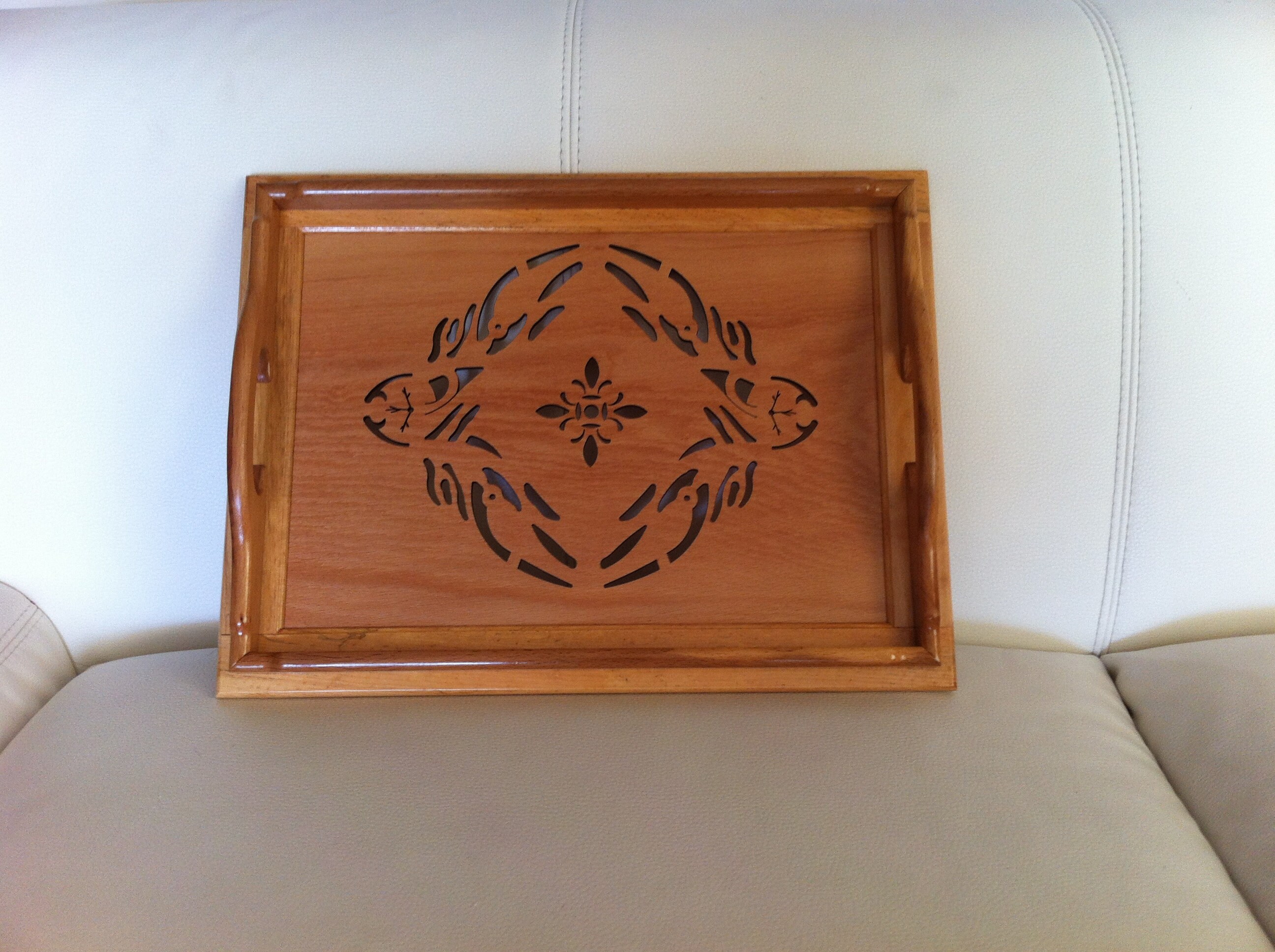 Laser engraved pattern tray Wooden Tray With Handles Unique Etsy