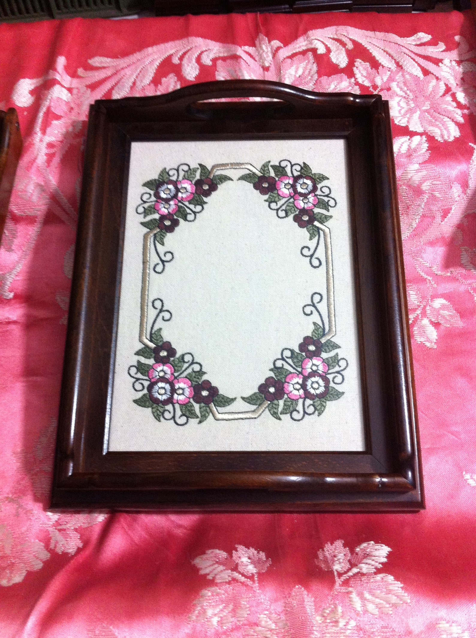 Unique embroidery wooden serving tray. The decor is covered Etsy