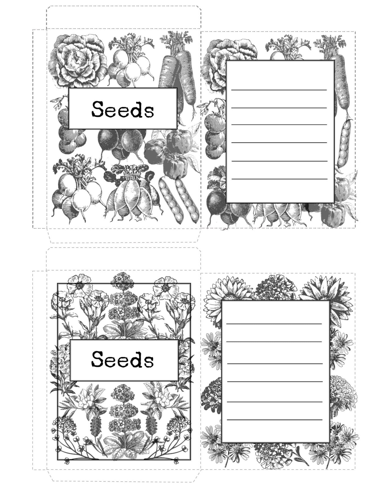 Seed Packets Printable Downloadable Vintage Look Homestead - Etsy