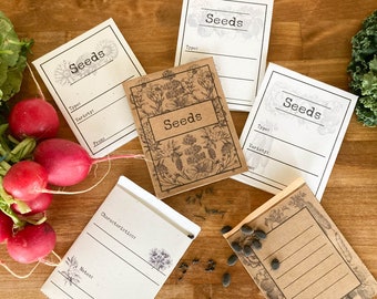 Seed Packets Printable Downloadable Vintage Look | Homestead Garden | Garden Party Favors | Seed Envelope