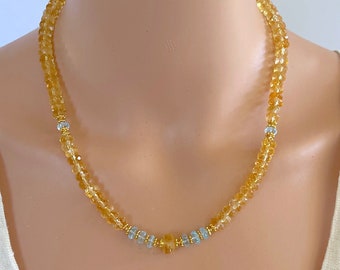 Citrine with Blue Topaz Necklace