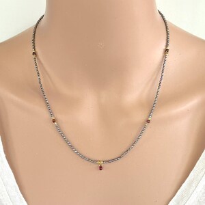 Gray Pearls with Rubies Necklace / Bracelet