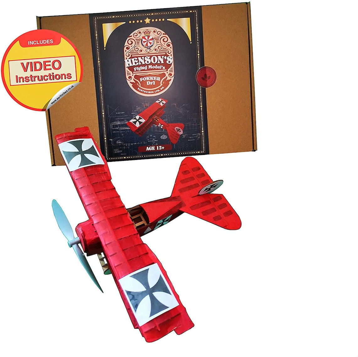 Wooden Model Aircraft Kit Rubber Powered Vintage Fokker Dr1 Etsy