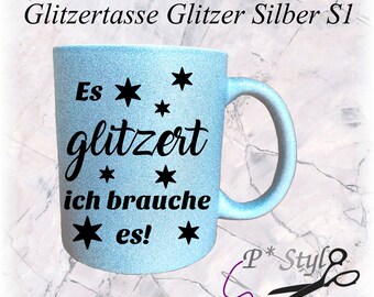 Glitzertasse mit Druck