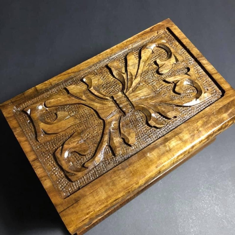 Encrypted Chest Jewelry Boxes Handmade Wood Secret Box Etsy