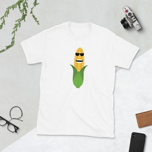Koszulka z grafiką Cool Corn, Koszulka z kolbą kukurydzy, Szczęśliwy, że żyję