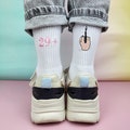 Socks "happy 30", funny gift for the 30th birthday, high-quality embroidered with 29+ middle fingers, made of 80% cotton, white for men and women product logo