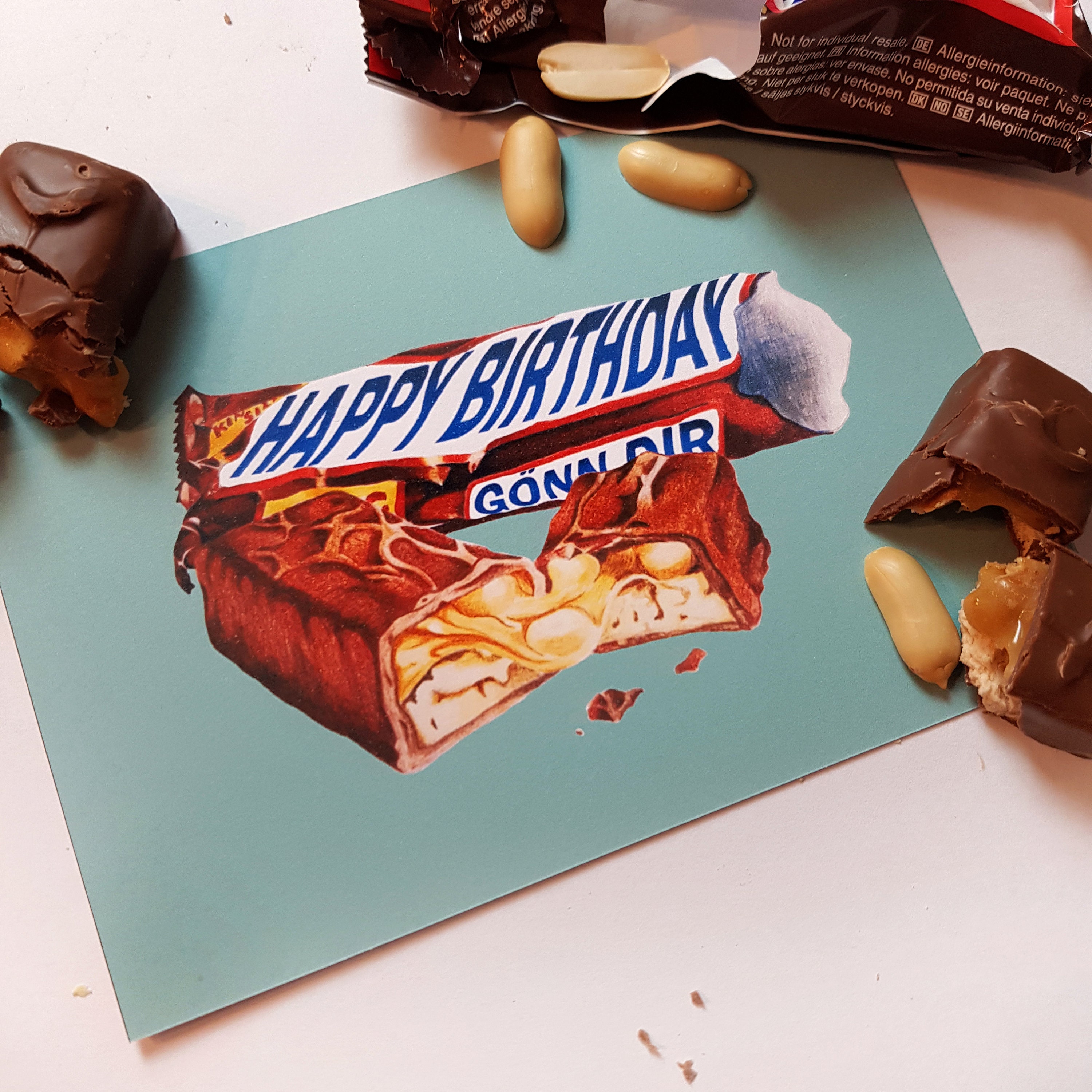 Postcard Birthday Snack Birthday Card Happy | Etsy