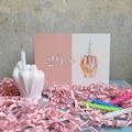Gift set "happy 30 / 40", gift for a 30th or 40th birthday, postcard & candle holder, middle finger