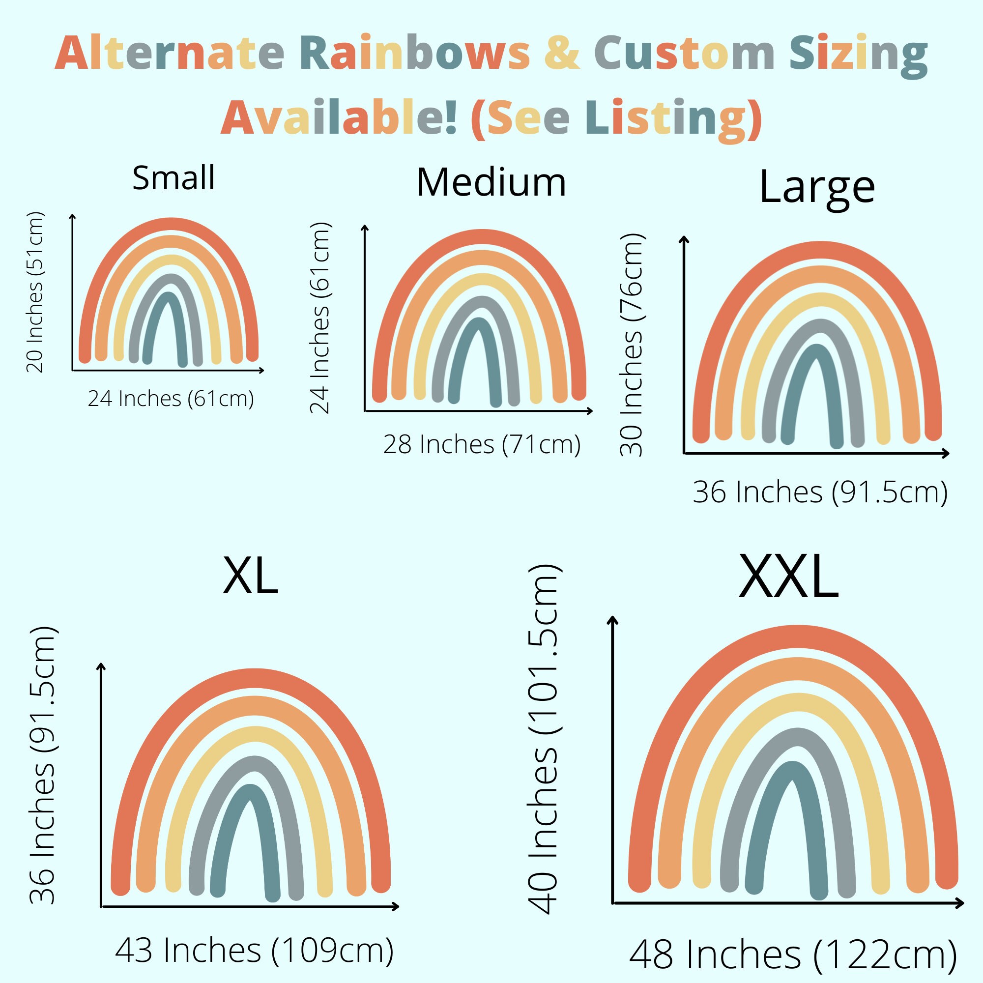 Large Rainbow Decal / Boho Rainbow Sticker / Bedroom Decor / Etsy