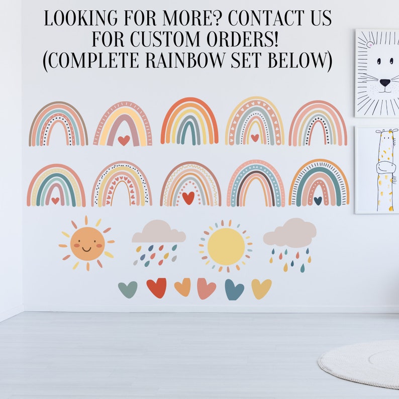 Large Rainbow Decal / Boho Rainbow Sticker / Bedroom Decor / Etsy