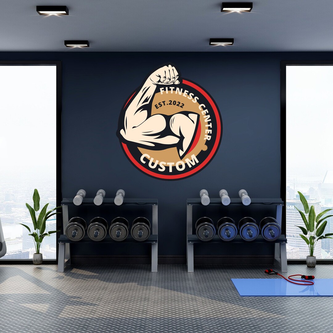 Custom Gym Logo Wall Decal / Home Gym Bodybuilding Wall Decal Etsy