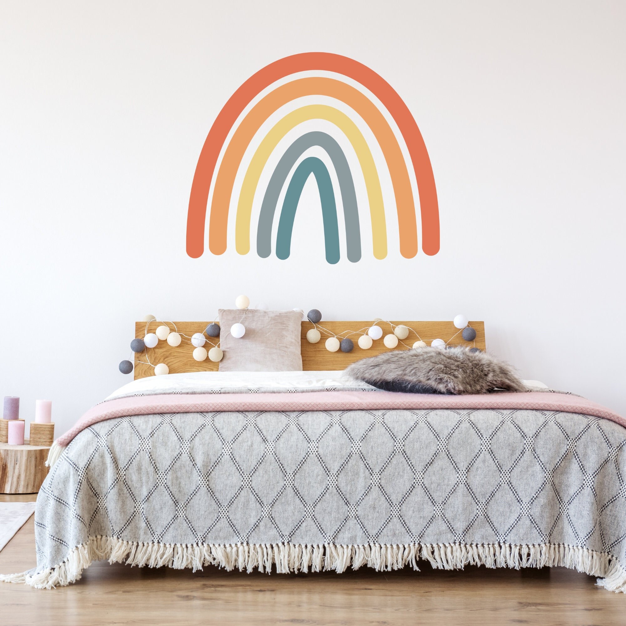 Large Rainbow Decal / Boho Rainbow Sticker / Bedroom Decor / Etsy