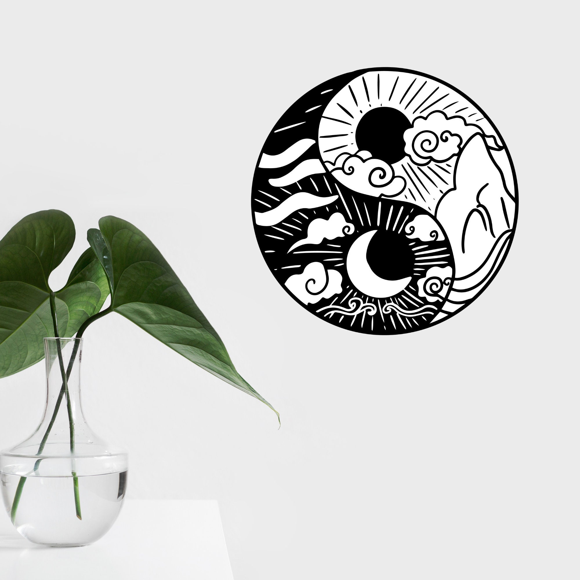 Yin and Yang of Sun and Moon Decal / Yin Yang Sun Moon Wall - Etsy