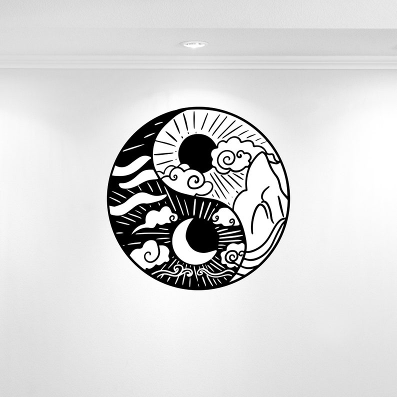 Yin and Yang of Sun and Moon Decal / Yin Yang Sun Moon Wall Etsy