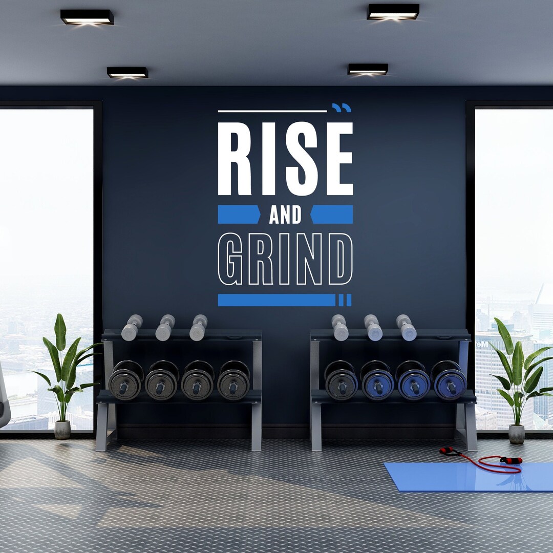 Rise and Grind Custom Gym Wall Decal / Hustle Motivation Decal / Custom