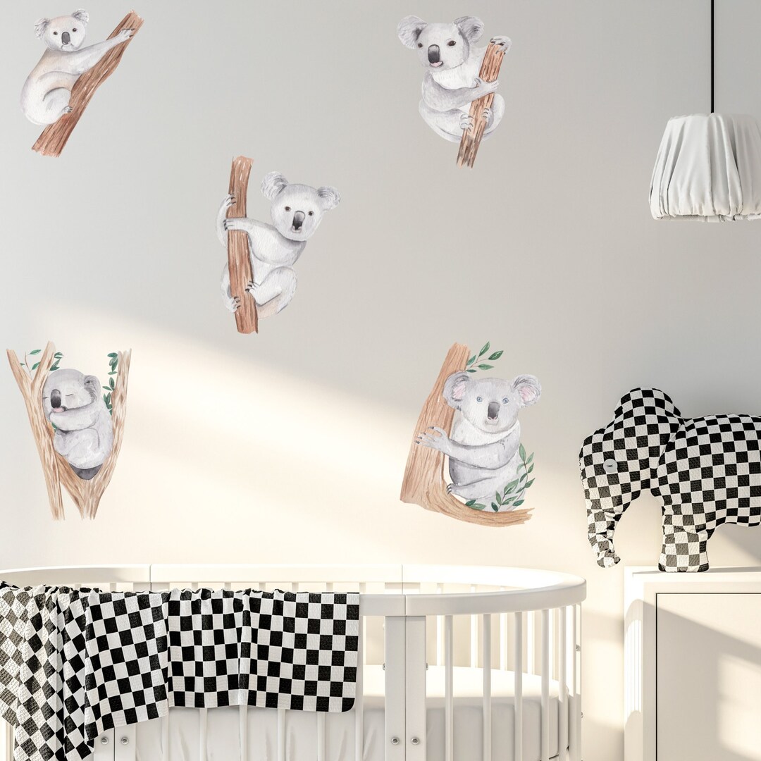 Cute Koala Bear Decal Set / Watercolor Leaves Trees Koala Bear Etsy