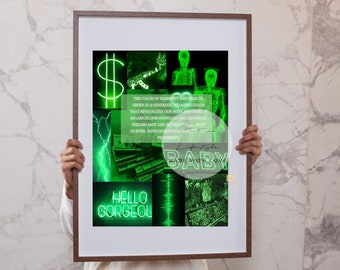 Green Collage Estetica Stampabile Carta da Parati/Poster