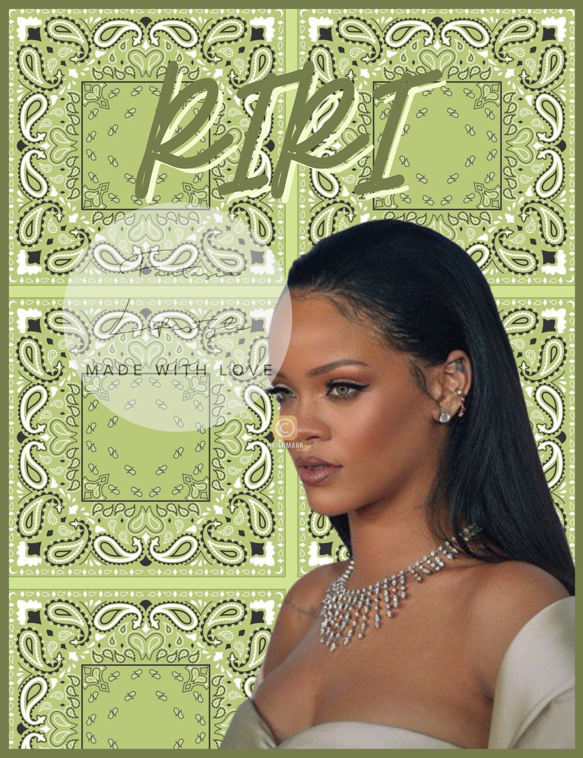 Riri Poster Rihanna Digital Poster Badgalriri Poster Rihanna Poster Green  Print Bandana Aesthetic Printable Wall Art Rihanna - Etsy