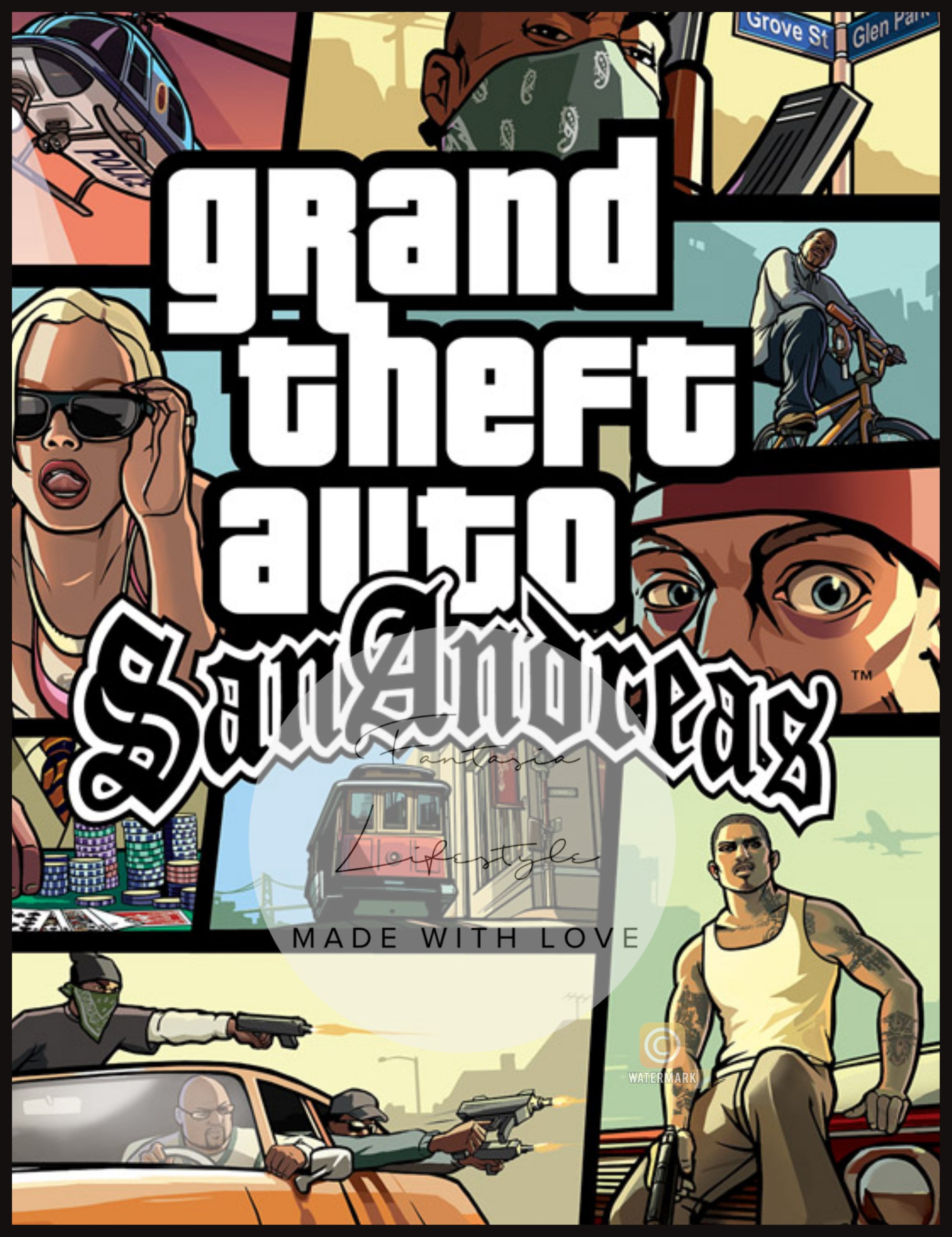 Grand Theft Auto San Andreas GTA Poster Poster Decorative Painting Canvas  Wall Posters and Art Picture Print Modern Family Bedroom Decor Posters