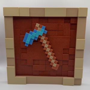 Minecraft Inspired Frame - with the choice of in-game items for Display - Wall or desk stand with the free included stand