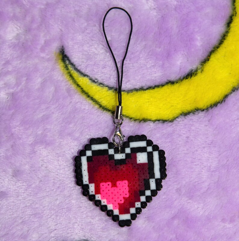 8 Bit Heart Charm Perler Beads Hama Beads Pixel Art