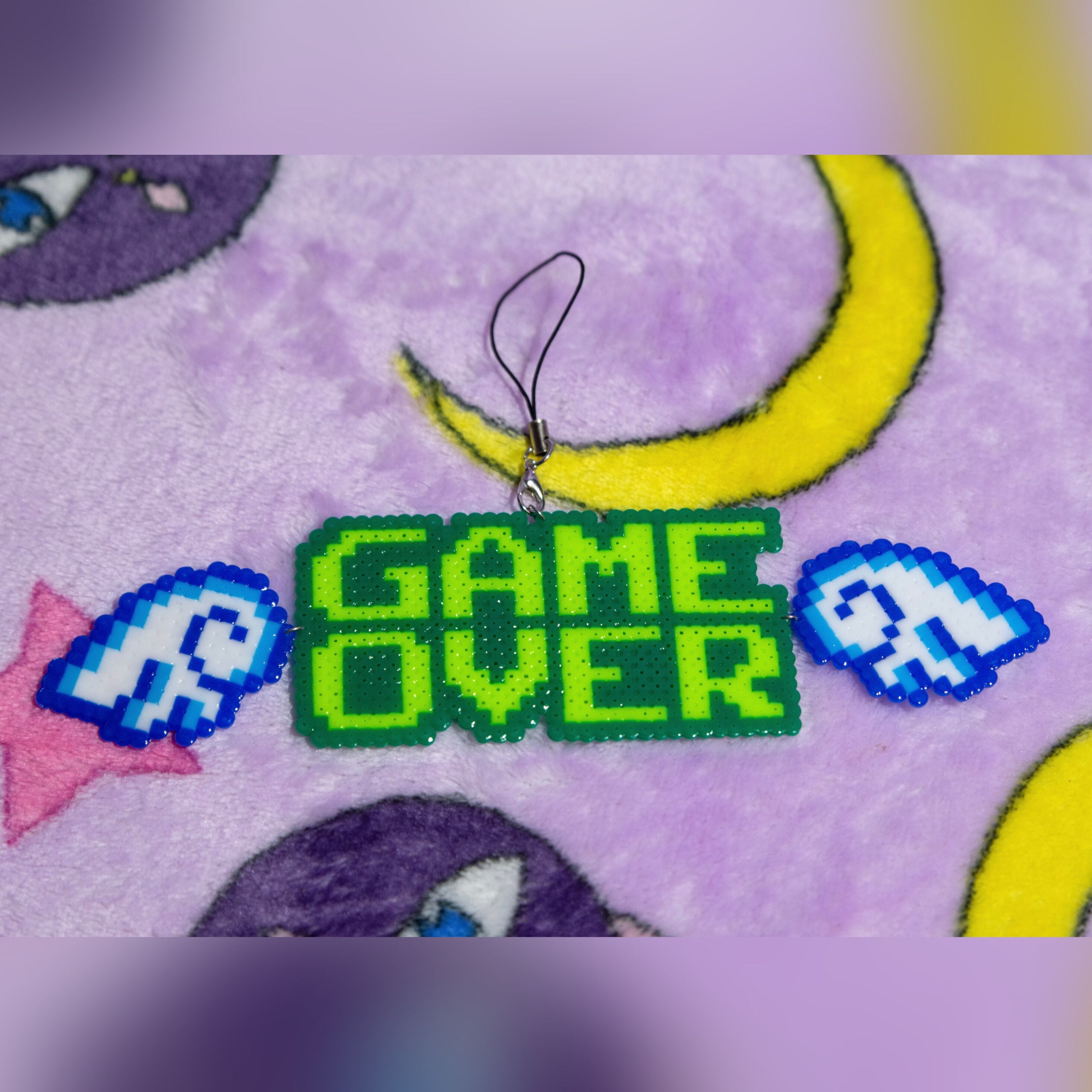 BIG Green / Blue Game Over Hanging Charm Perler Beads / Hama Etsy