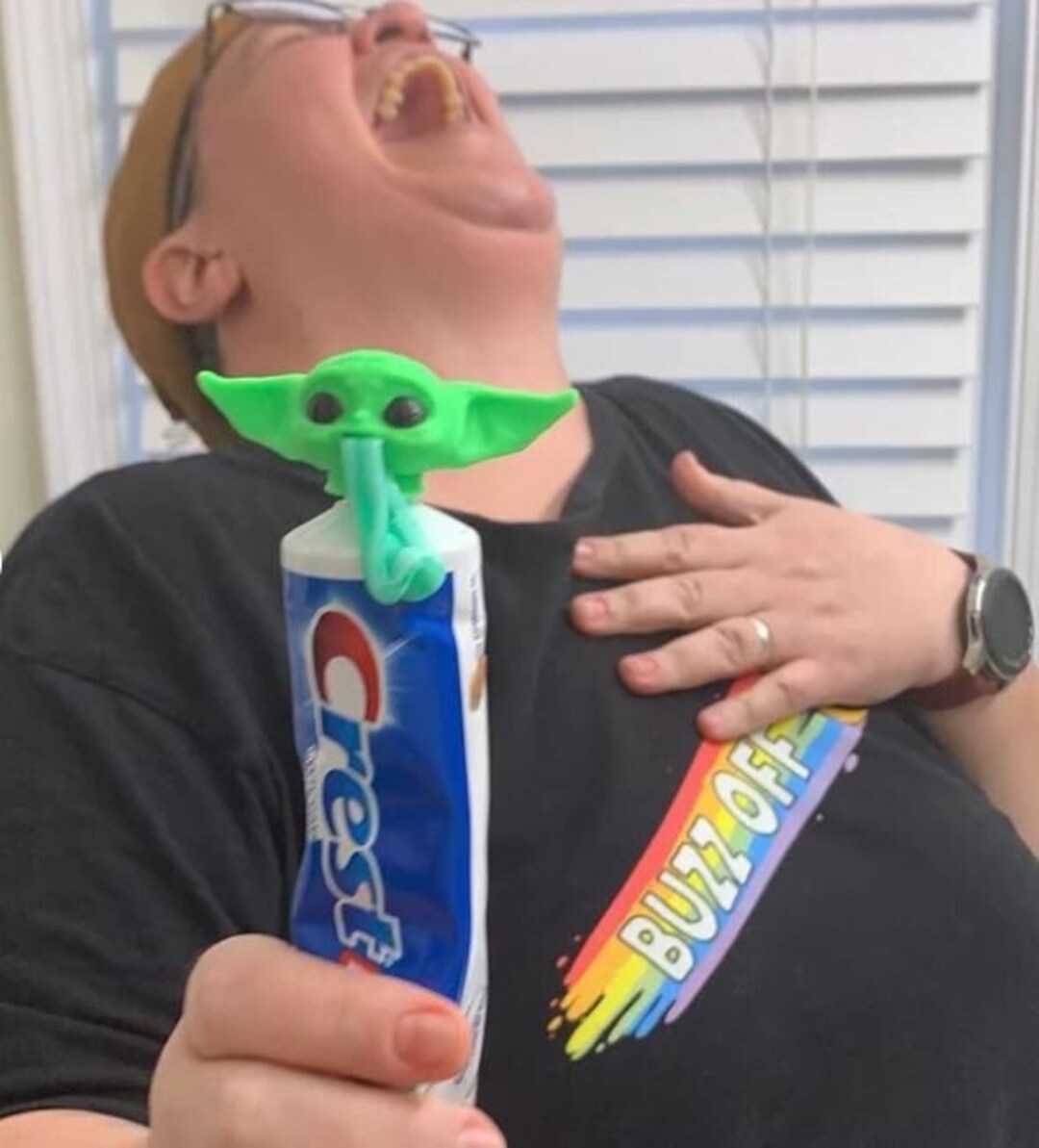 Baby Yoda Toothpaste Topper/painted Eyes/3d Printed/seen on Instagram