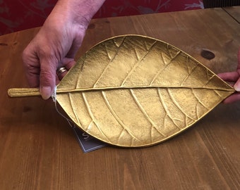 Trinket Dish, Bon Bon Dish Key Dish Gold Aluminium Leaf Trinket Dish (31.5 cm)