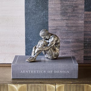 Libra Male Sculpture. Contemporary Relaxed Bronzed Patina Sculpture 15cm High Perfect Gift