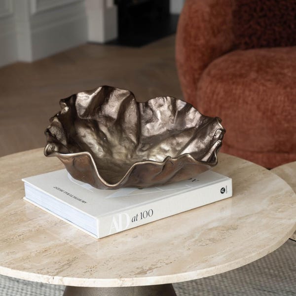 Libra Bowl. A Tactile Flowing Ombre Texture Handcrafted Bronzed Cast Aluminium Bowl - 43cm Wide