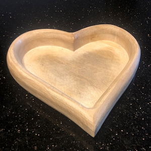 Wooden Heart Bowl. Beautiful natural wooden hand carved bowl heart shaped