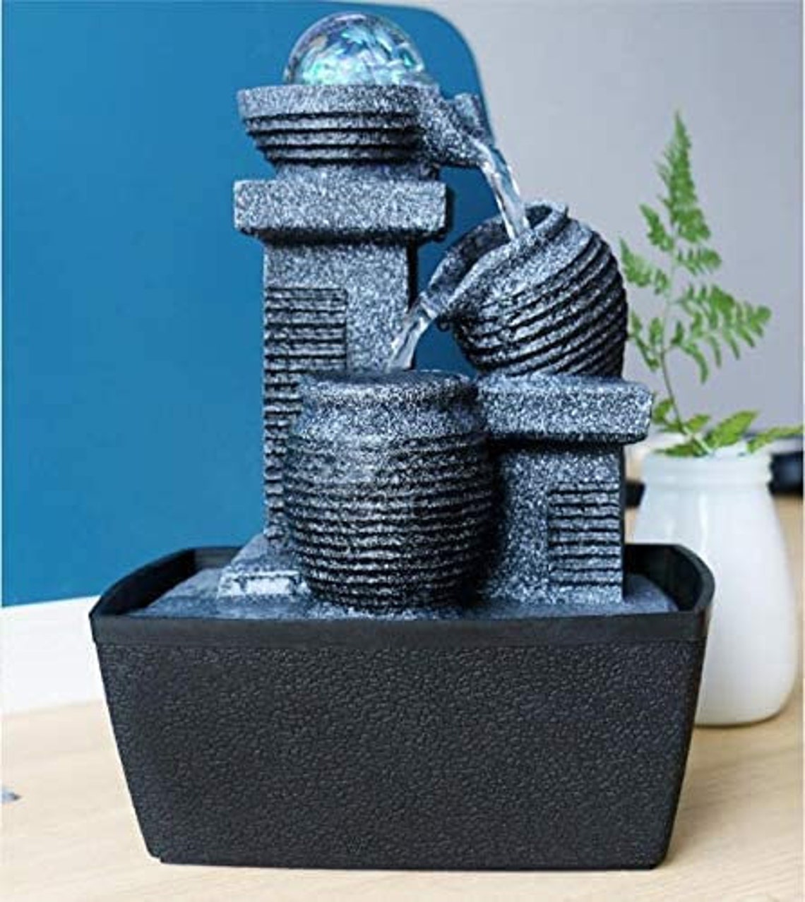 Water Fountain with LED Rolling Ball Illuminated Waterfall Etsy