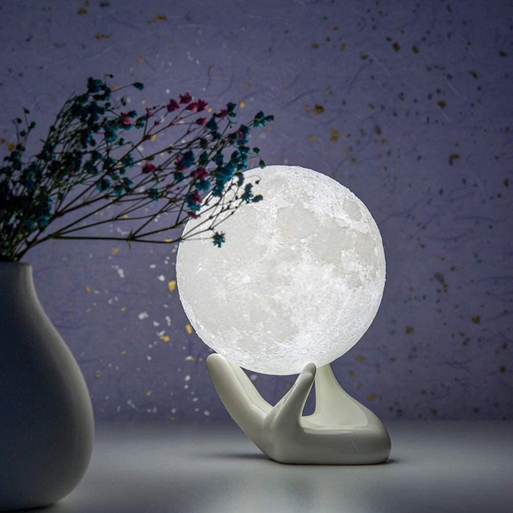 Moon Lamp Lunar Lamp Night Light with White/Black Hand Stand Etsy