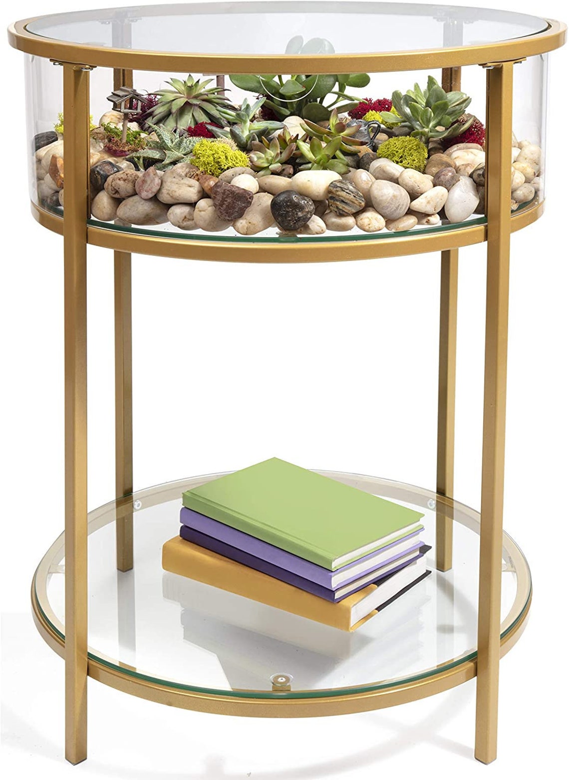 Round Terrarium End Table with Reinforced Glass Etsy