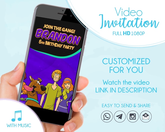 Scooby Doo Animated Invitation, Personalized Scooby Doo Birthday Invite Il_570xn