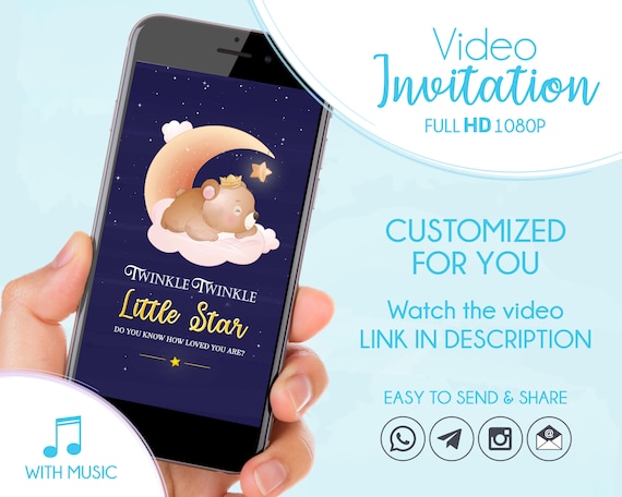 Twinkle Twinkle Little Star Baby Shower, Bear Baby Animated Invitation Il_570xn